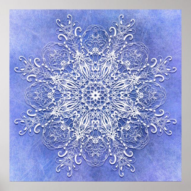 Ethnisch florale Mandala auf Grunge Hintergrund. Poster (Vorne)