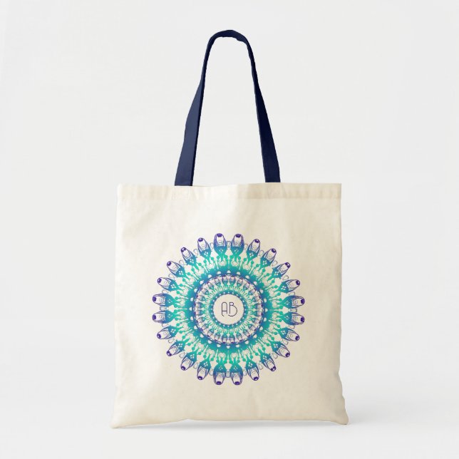 Ethnisch-florale Mandala.monogramm Tragetasche (Vorne)