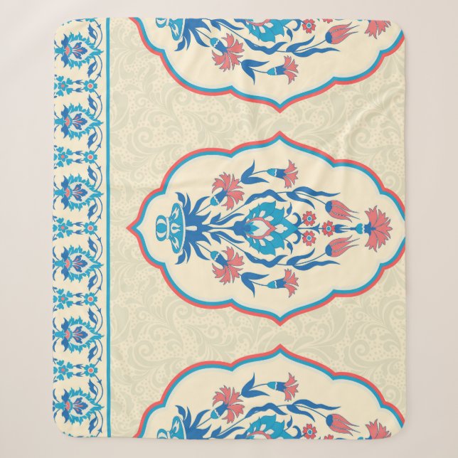 Ethnisch-florale Stoffe: Nahtlose Eleganz Sherpadecke (Vorderseite)