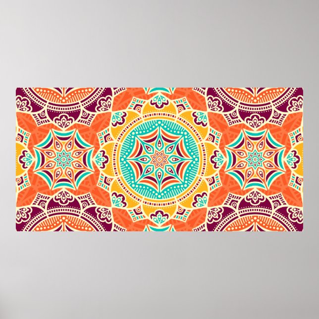 Ethnisch-florales nahtloses Muster Poster (Vorne)