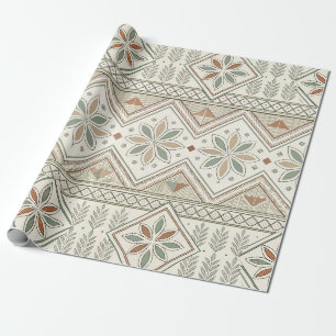 Ethnisch geometrisches, florales, nahtloses Muster Geschenkpapier
