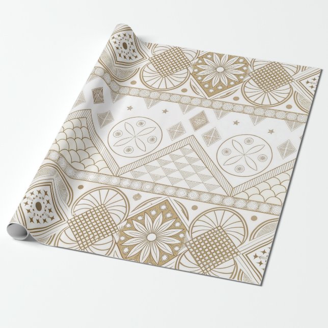 Ethnisch geometrisches, florales, nahtloses Muster Geschenkpapier (Ungerollt)