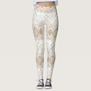 Ethnisch geometrisches, florales, nahtloses Muster Leggings