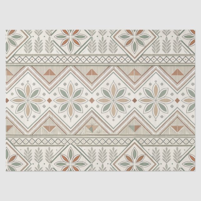 Ethnisch geometrisches, florales, nahtloses Muster Seidenpapier (Vorderseite)