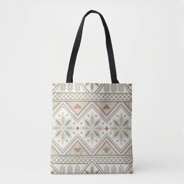 Ethnisch geometrisches, florales, nahtloses Muster Tasche (Vorderseite)