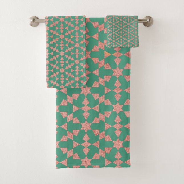 Ethnisch-marokkanisches geometrisches Mosaikmuster Badhandtuch Set (Insitu)