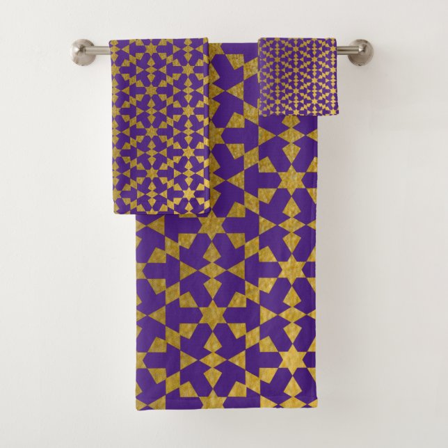 Ethnisch-marokkanisches geometrisches Mosaikmuster Badhandtuch Set (Insitu)