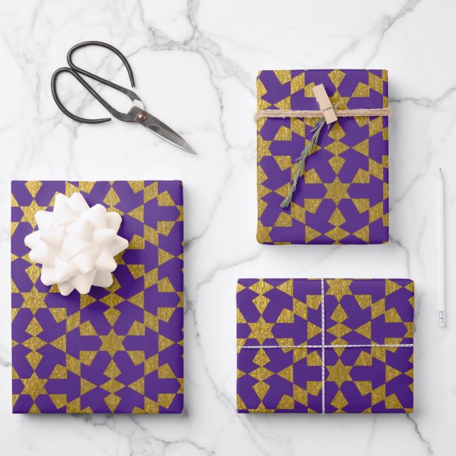 Ethnisch-marokkanisches geometrisches Mosaikmuster Geschenkpapier Set (Vorderseite)