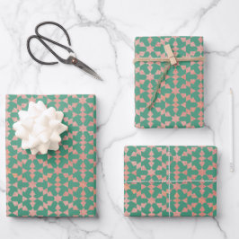 Ethnisch-marokkanisches geometrisches Mosaikmuster Geschenkpapier Set