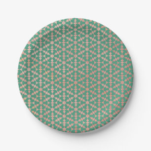 Ethnisch-marokkanisches geometrisches Mosaikmuster Pappteller