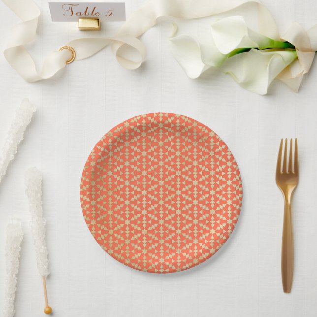 Ethnisch-marokkanisches geometrisches Mosaikmuster Pappteller (Hochzeit)
