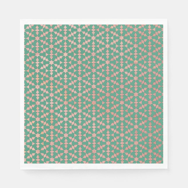 Ethnisch-marokkanisches geometrisches Mosaikmuster Serviette (Vorderseite)