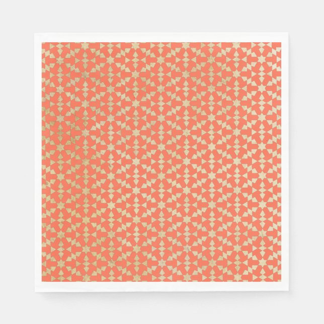 Ethnisch-marokkanisches geometrisches Mosaikmuster Serviette (Vorderseite)