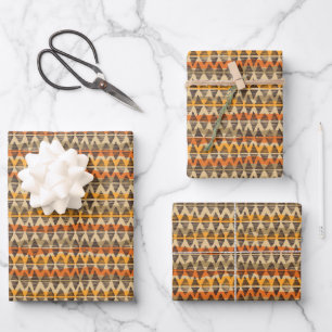 Ethnisch-nahtlose Muster geometrische Beige Geschenkpapier Set