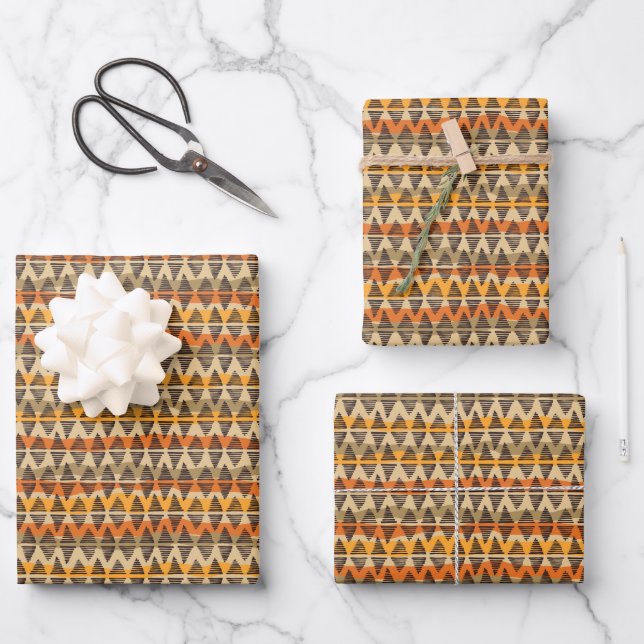 Ethnisch-nahtlose Muster geometrische Beige Geschenkpapier Set (Vorderseite)