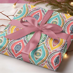 Ethnisch nahtlose Muster Indianerflora Geschenkpapier