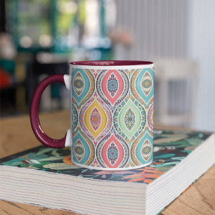 Ethnisch nahtlose Muster Indianerflora Tasse
