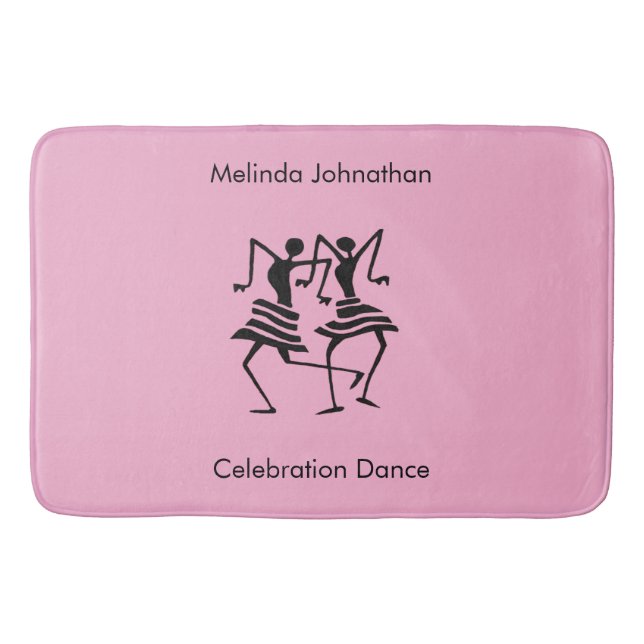 Ethnisch Niedlich Pink Silhouette Celebration Danc Badematte (Vorderseite)