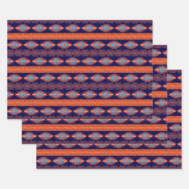 Ethnisch-südwestliches geometrisches Muster Geschenkpapier Set (Set)