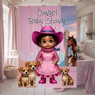 Ethnisch Süße Cowgirl-Baby-Party Pink Blau Tiere Einladung