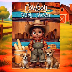 Ethnisch Süßer Cowboy-Junge-Baby-Dusche Hunde Rot Einladung