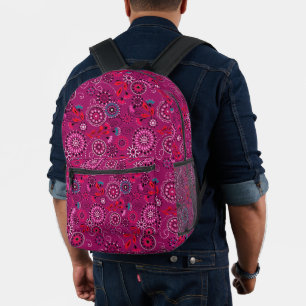 Ethnisch volkstümliches abstraktes Blumenmuster Re Bedruckter Rucksack