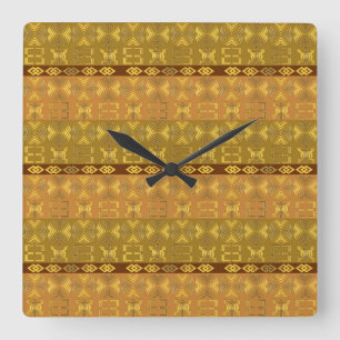Ethnische Afrikaner Adinkra Symbole Quadratische Wanduhr