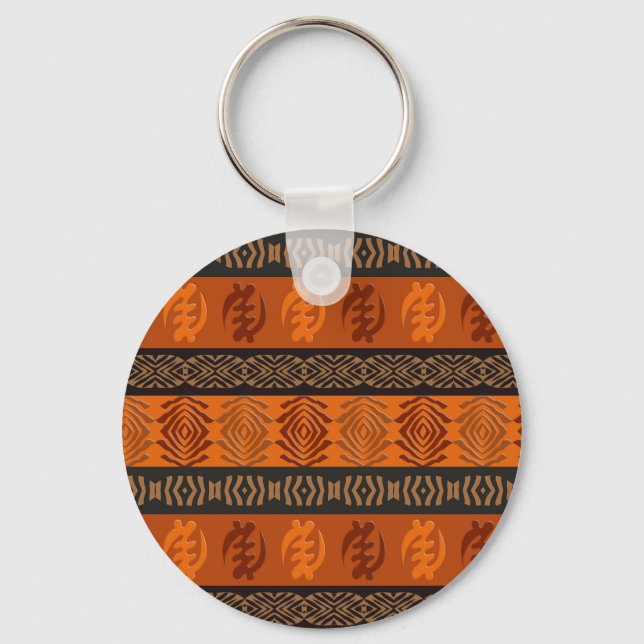 Ethnische afrikanische Stammesmuster.Adinkra-Symbo Schlüsselanhänger (Vorderseite)