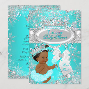 Ethnische Aqua-Wunderland Prinzessin Baby-Party Einladung
