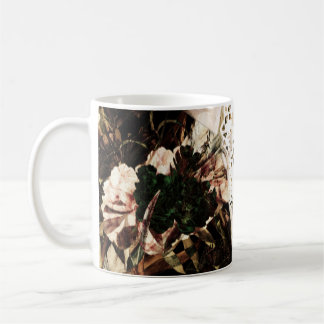Ethnische Aquarellfarbe: Hintergrund mit Retro-Blu Kaffeetasse