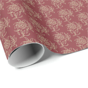 Ethnische Art Blumenc$mini-druck Beige auf Geschenkpapier