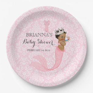Ethnische Baby-Meerjungfrau-Prinzessin Crown Pappteller