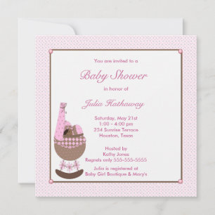 Ethnische Babymädchen-Wiegen-Rosa-Party-Einladung Einladung
