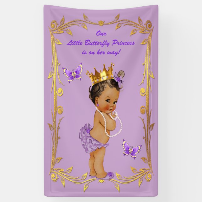 Ethnische Babyparty Prinzessin-Butterflies Banner (Vertikal)