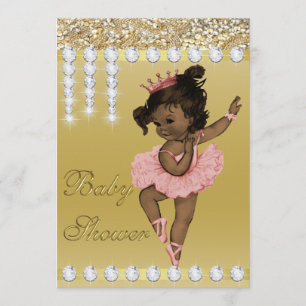Ethnische Ballerina Gold Imitate Diamonds Baby Dus Einladung