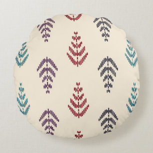 Ethnische Blatt-Hintergrundkunst. Nahtloses Muster Rundes Kissen