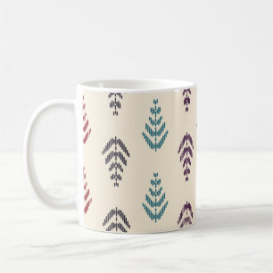 Ethnische Blätterhintergrundkunst Nahtloses Muster Kaffeetasse