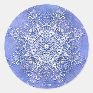 Ethnische Blumenmandala. Runder Aufkleber