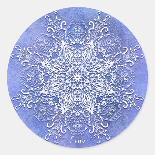 Ethnische Blumenmandala. Runder Aufkleber (Vorderseite)