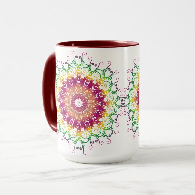 ethnische Blumenmandala. Tasse (Vorderseite Links)