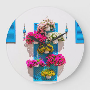 Ethnische Blüte: Gartenmauer Große Wanduhr