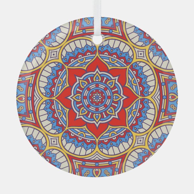 Ethnische Blüte, nahtlose böhmische Muster. Ornament Aus Glas (Vorderseite)