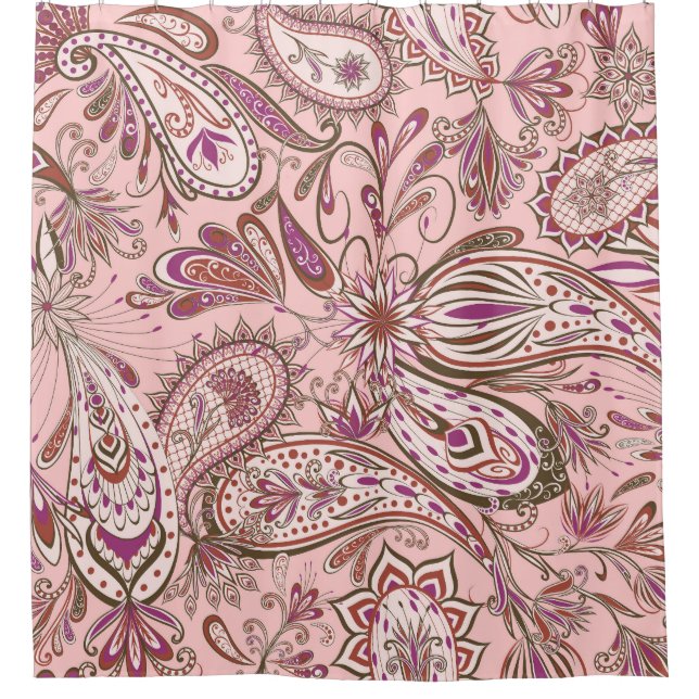 Ethnische Blüte: Orientales Paisley Design. Duschvorhang (Vorderseite)