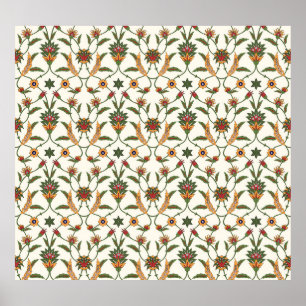 Ethnische Blüte: Stilvolles Nahtloses Ornament. Poster