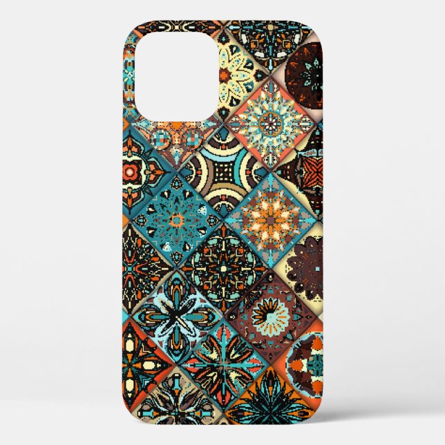 Ethnische Blütenmandala nahtlos Muster. Farblich Case-Mate iPhone Hülle (Rückseite)