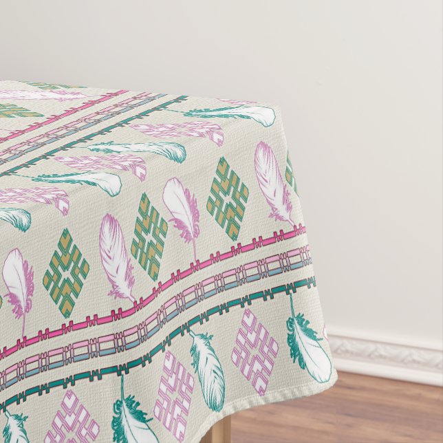 Ethnische boho Art-Federn Tischdecke (Beispiel)