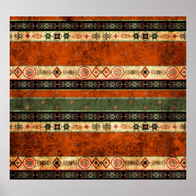 Ethnische Boho Grunge, farbenfrohe Muster. Poster (Vorne)