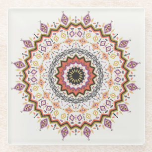 Ethnische Dekoration: Vintage-Eingeborenen-Ornamen Glasuntersetzer