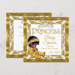 Ethnische dunkelgoldene Prinzessin Baby Shower Gol Einladung