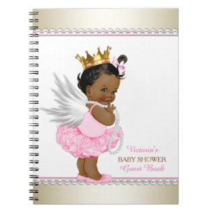 Ethnische Engel Mädchen Baby Shower Gästebuch Notizblock